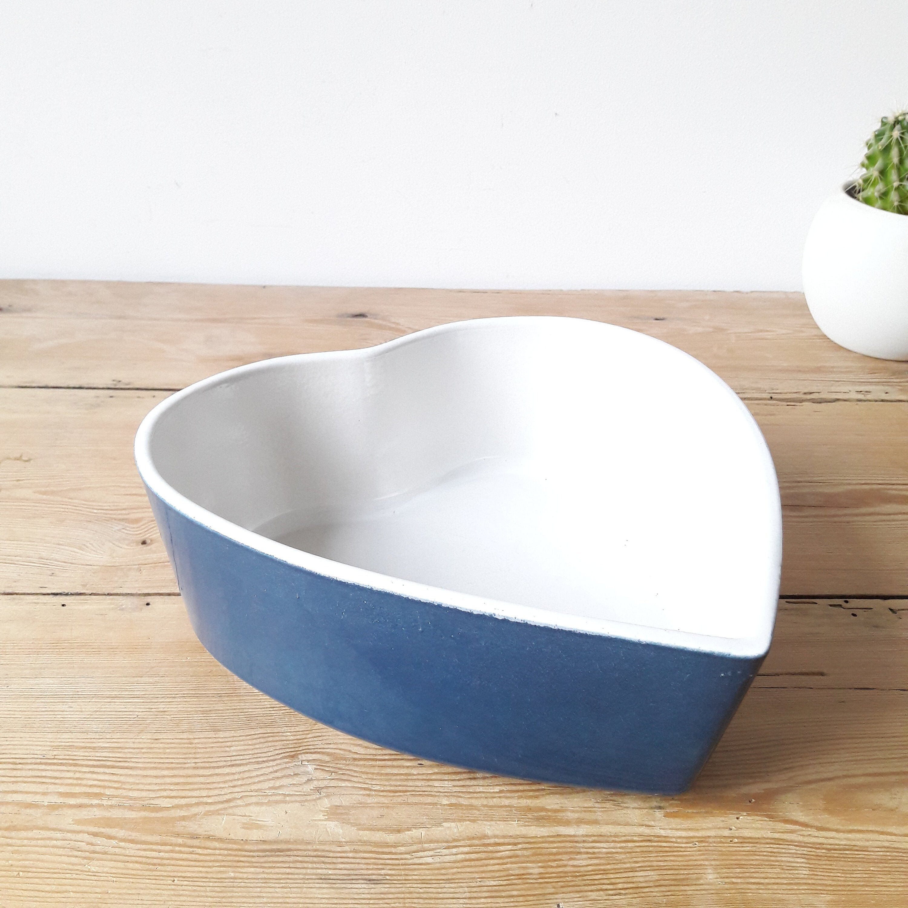 Francais Vintage/Plat Coeur en Céramique/Plat à Terrine/Porcelaine Blanche et Bleue