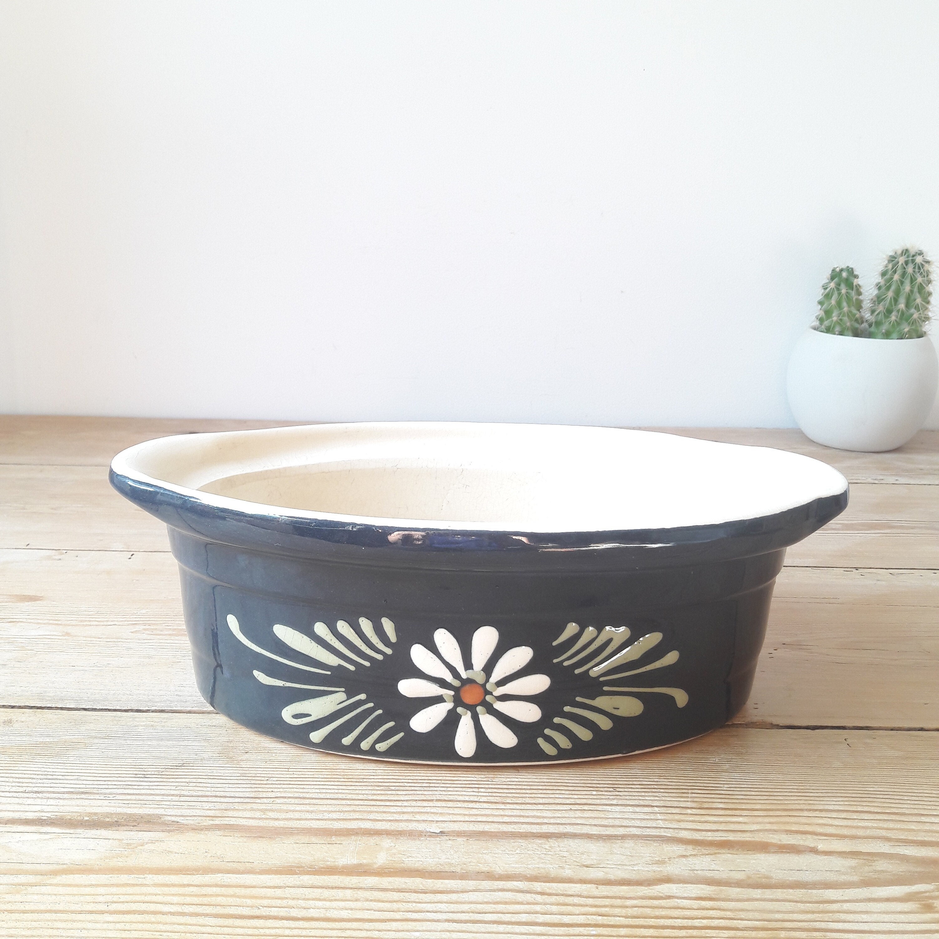 Terrine Alsatian Vintage/navy Blue Glaze/daisy Decoration/artisanal Pottery  Soufflenheim/france 50s -  Australia