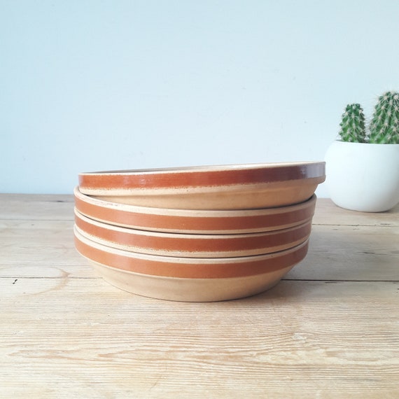 vintage stoneware plates/hollow plates/glazed terracotta/lot of 4/France 60s vintage stoneware plates/hollow plates/glazed terracotta/lot of 4/France 60s