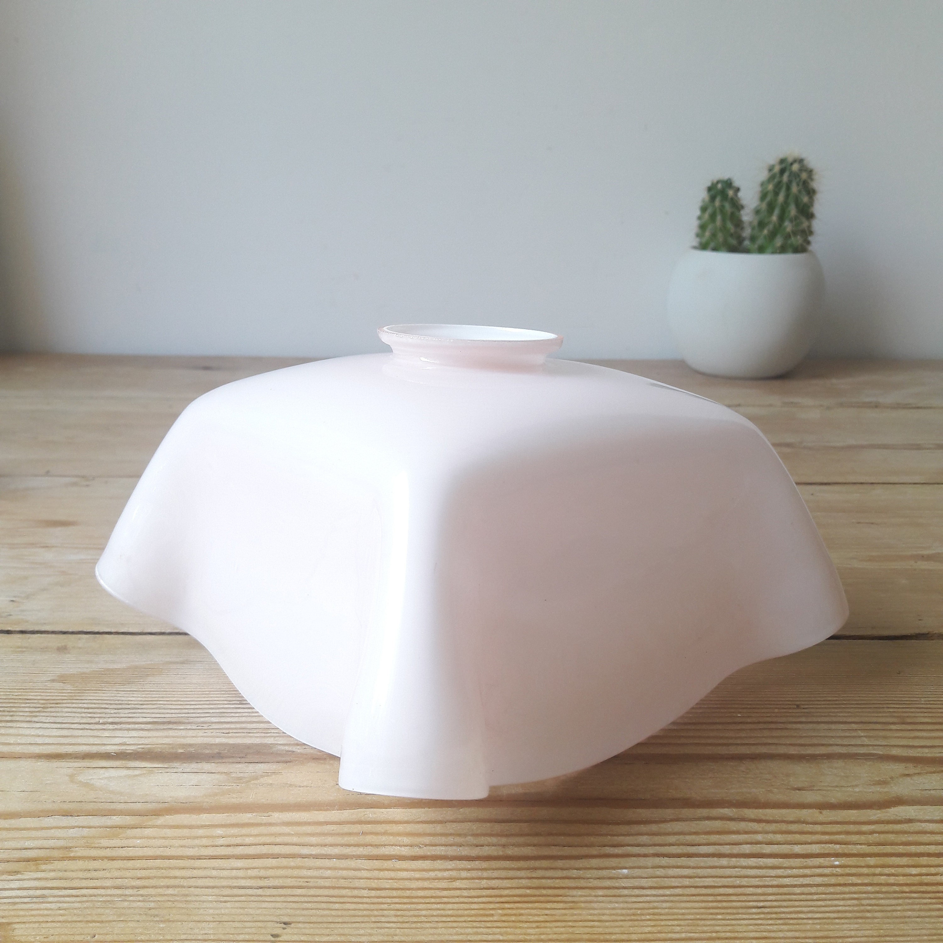 Vintage English/Art deco pendant/pastel pink opaline/square handkerchief/1930
