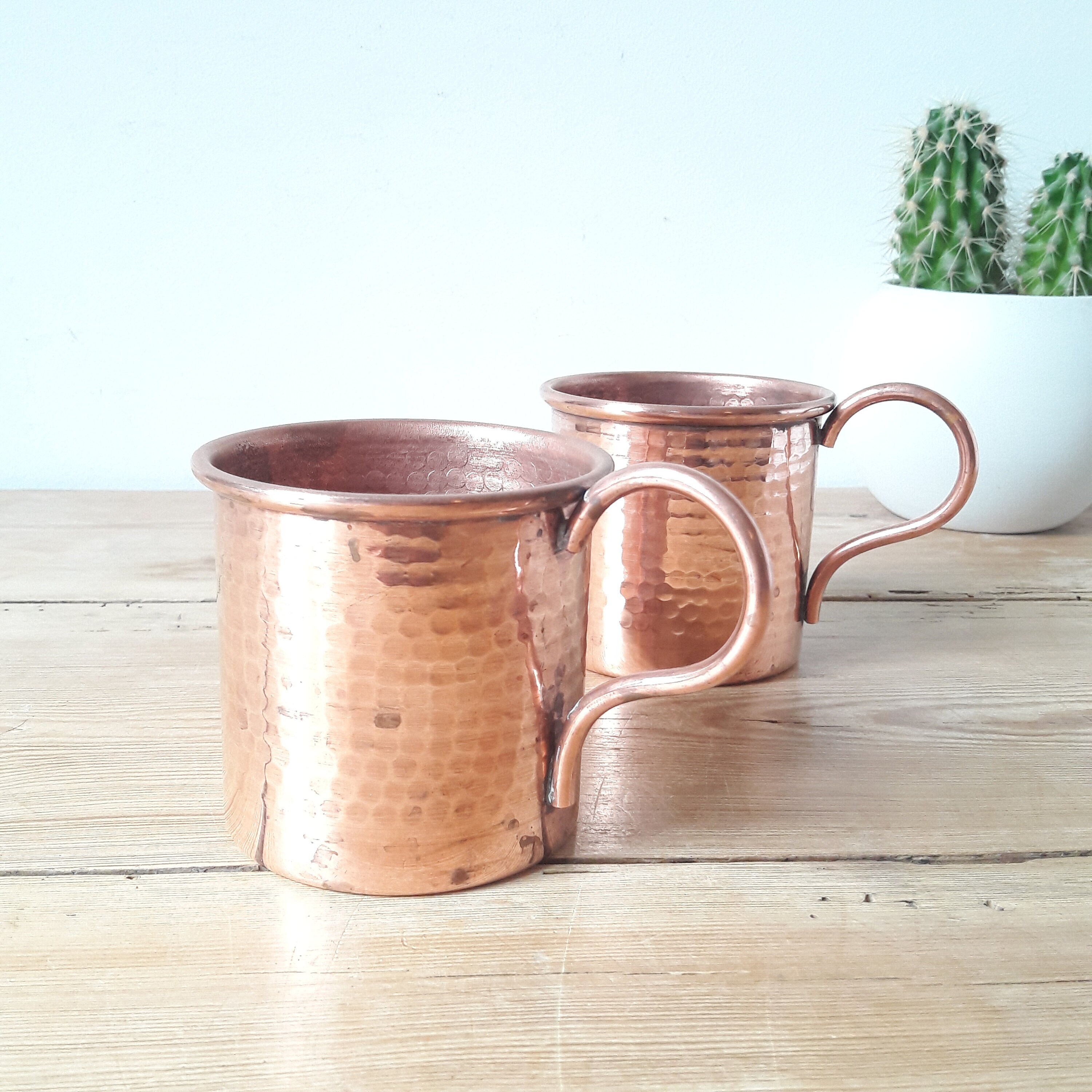 Francais Vintage/Tasses en Cuivre/Mugs Anciens/Cuivre Martelé/Lot de 2/Années 50