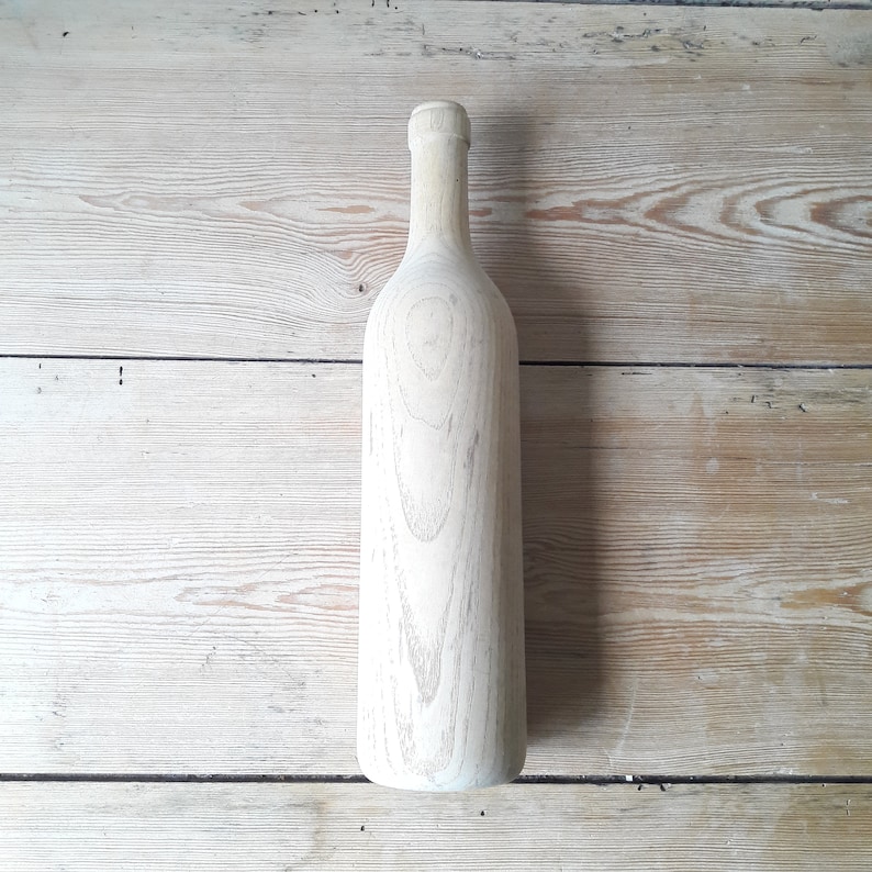 Vintage wooden bottle/carved bottle/real size/turned wood Etsy