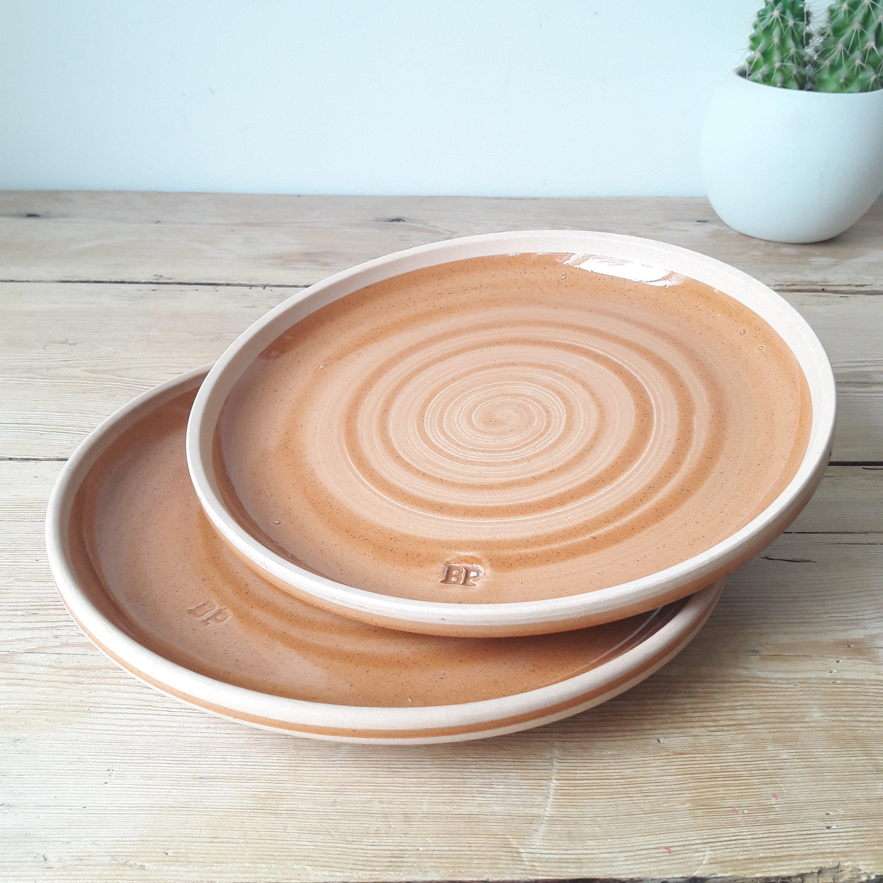 Assiettes en Grès Vintage/Assiettes Plates Sarreguemines/Terre Cuite Vernissé/Grès de Bourgogne/Lot 