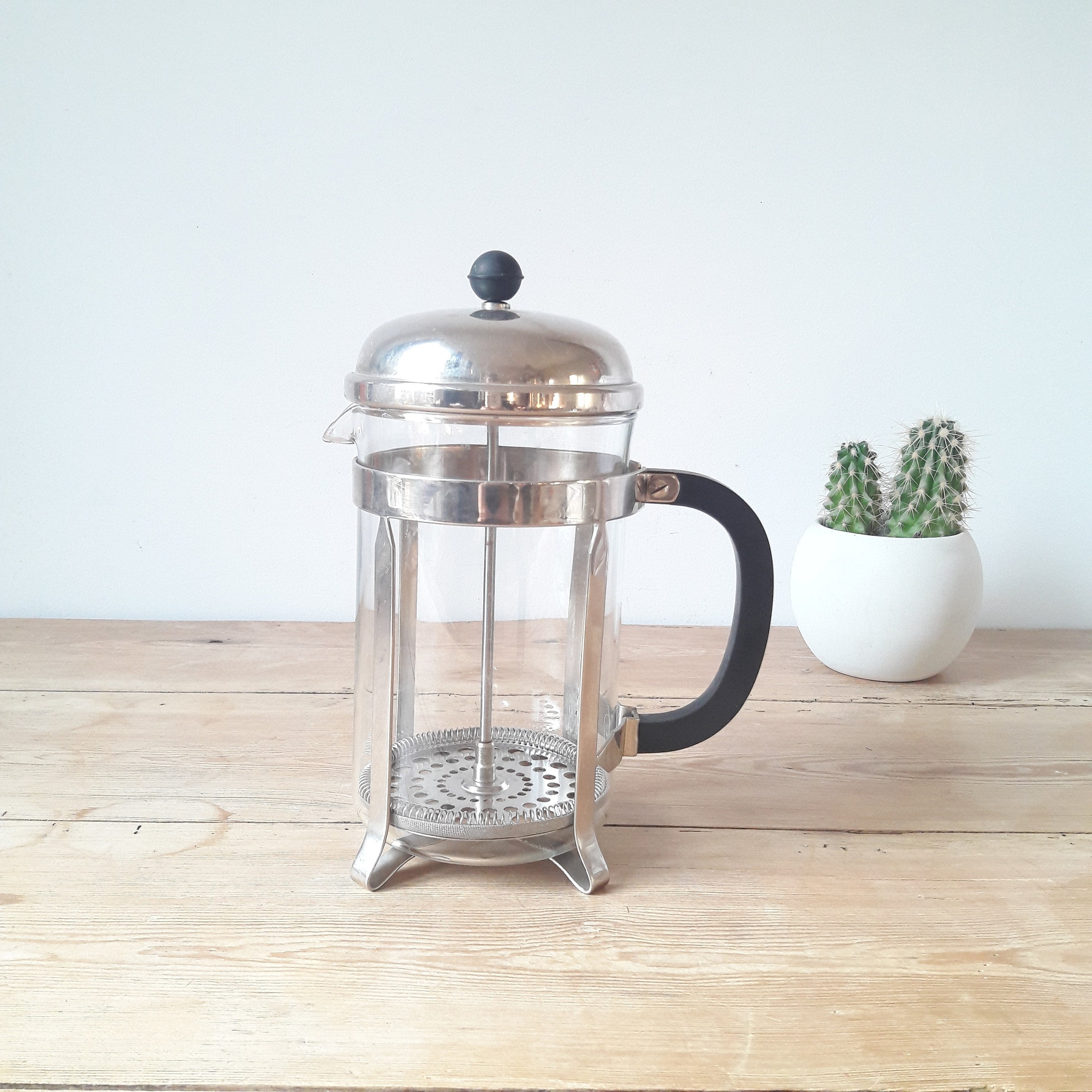 Pyrex Chambord Vintage/Cafetière à Piston/Verre Inox et Bakélite/1.5 Litres 12 Tasses/France Années 