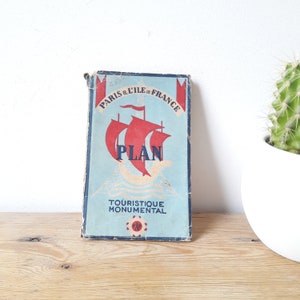 Francais vintage plan touristique monumental de Paris et ile de France collector 1920