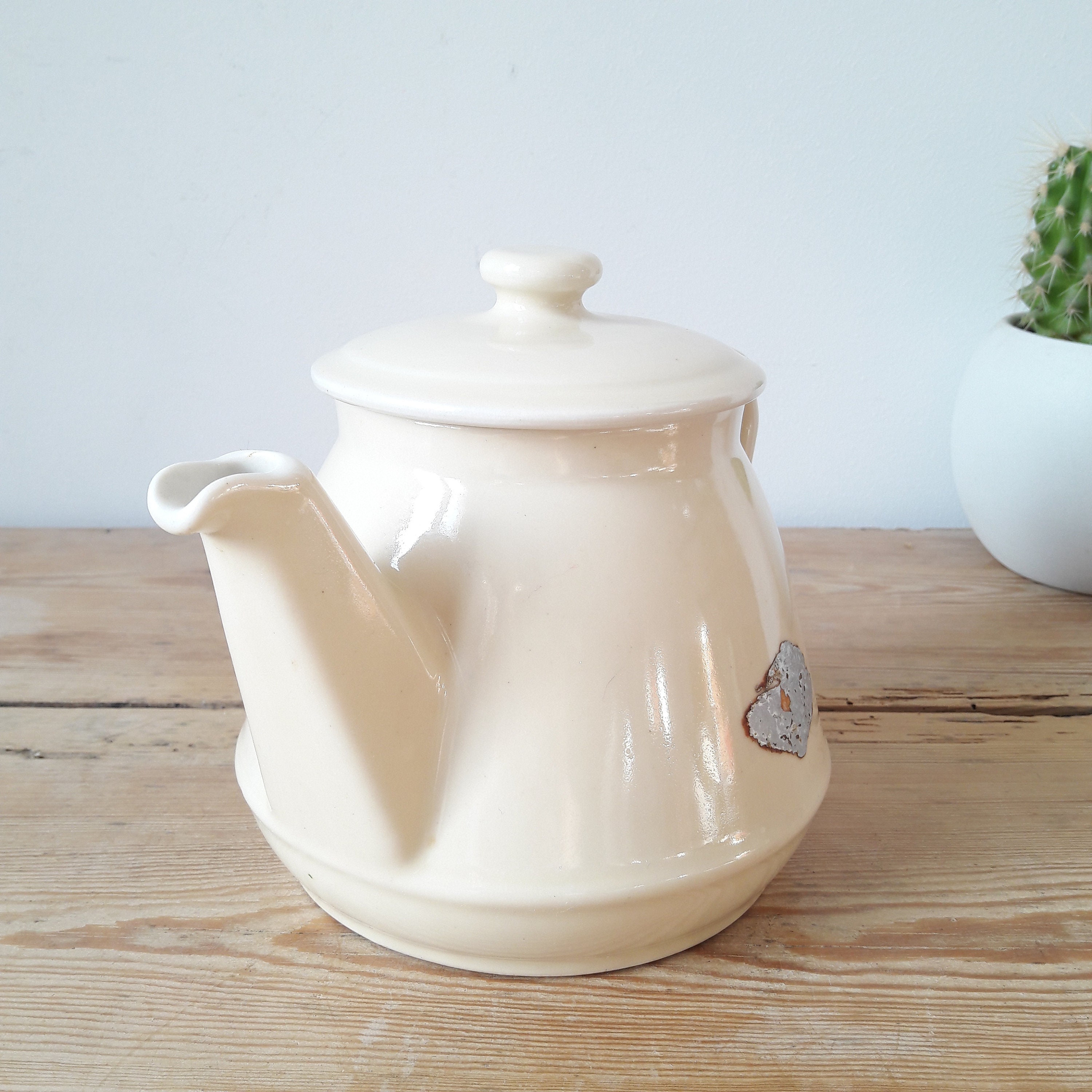 Théière Anglaise Price & Kensington 2 Tasses - Faïence Beige Crème - Vintage Micro-ondable