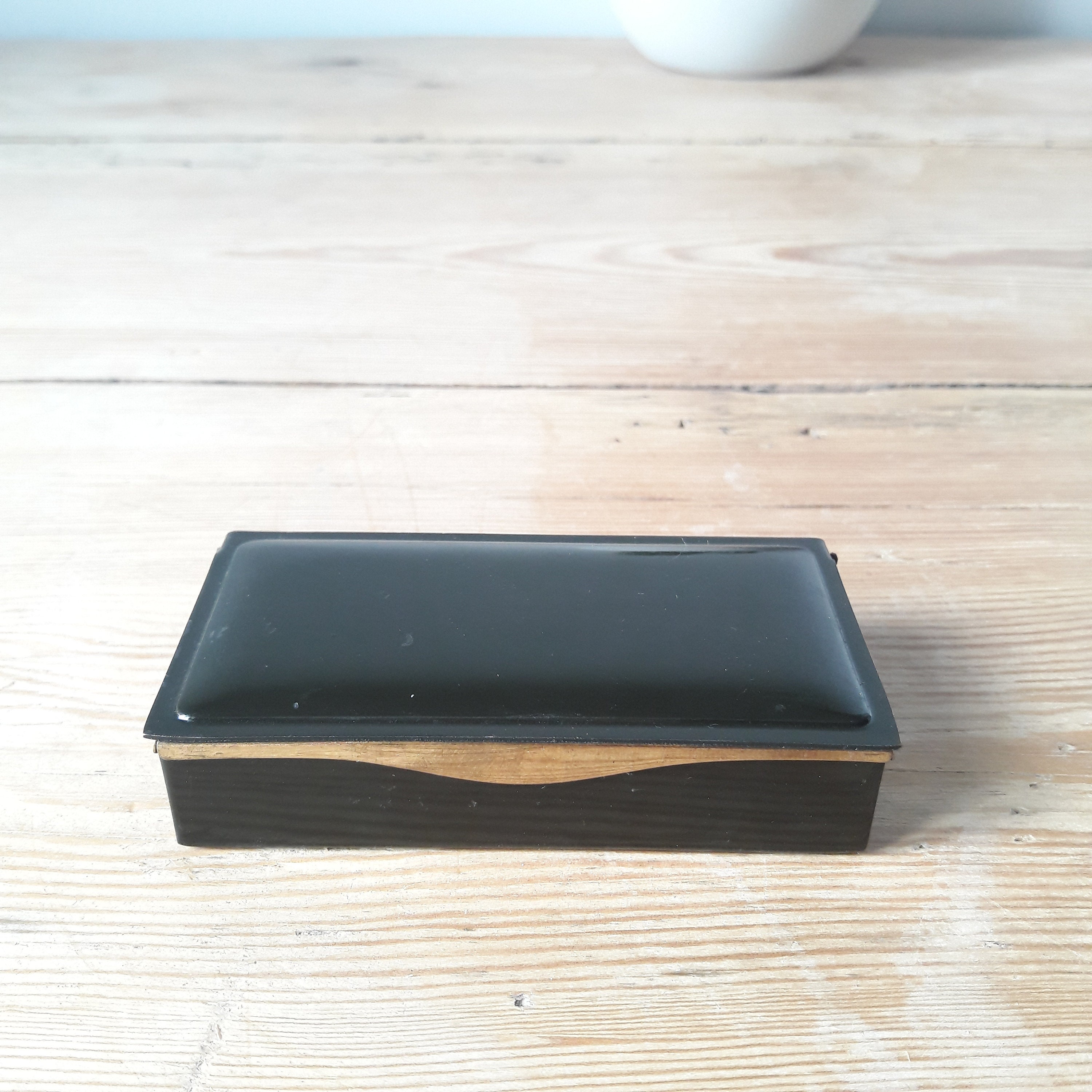 Vintage Stamp Box/art Nouveau Case/lacquered and Gilded Etsy