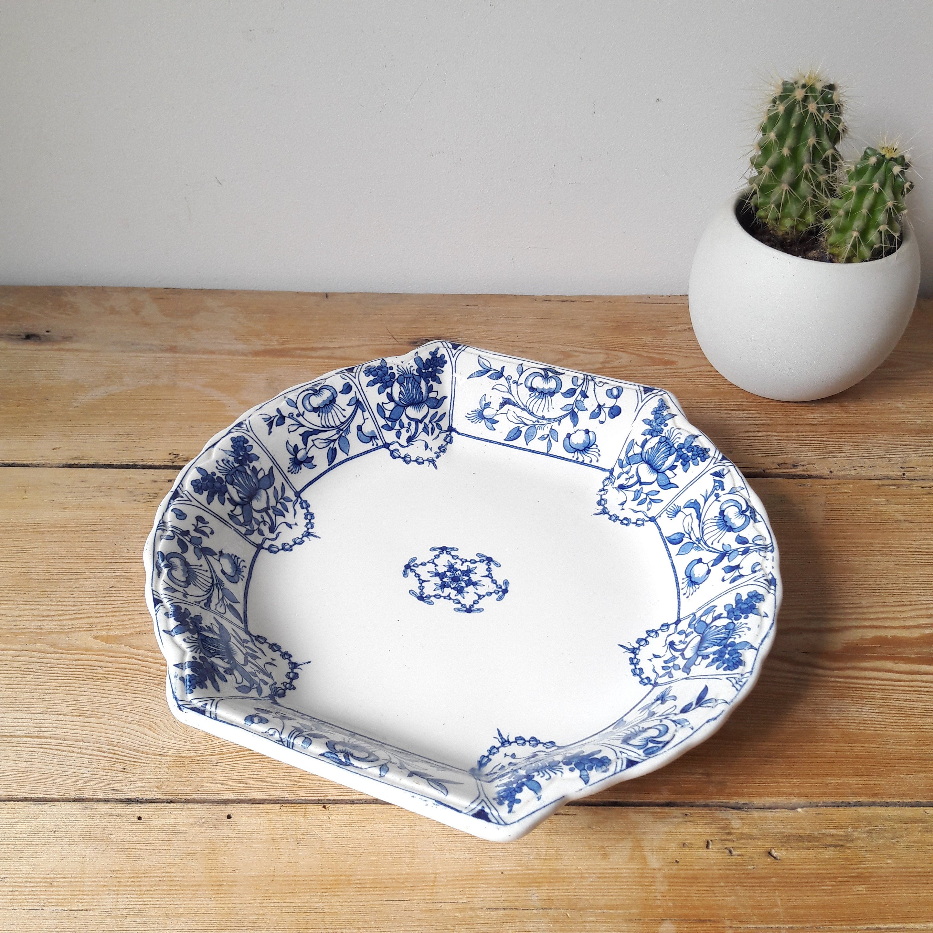 Anglais Vintage/Plat Creux Victorien/Royal Ridgways Daventry/Porcelaine Bleue et Blanche/Angleterre 