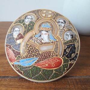 Japonais vintage/Boîte en Satsuma véritable/époque Meiji/bonbonnière antique/porcelaine décorée/motifs polychromes et or/fait main/XIXème