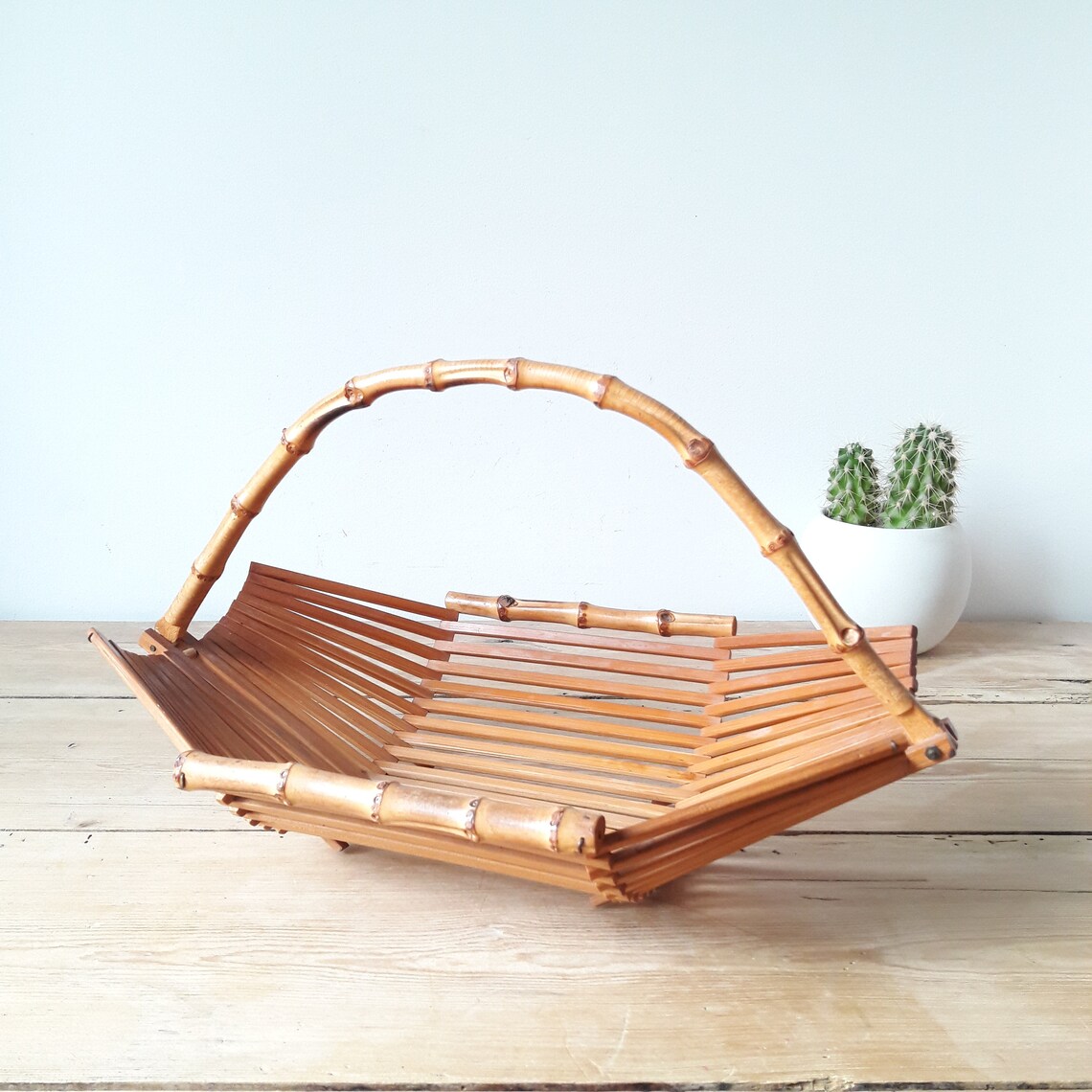 Panier vintage en bambou/corbeille à fruits/fabrication | Etsy