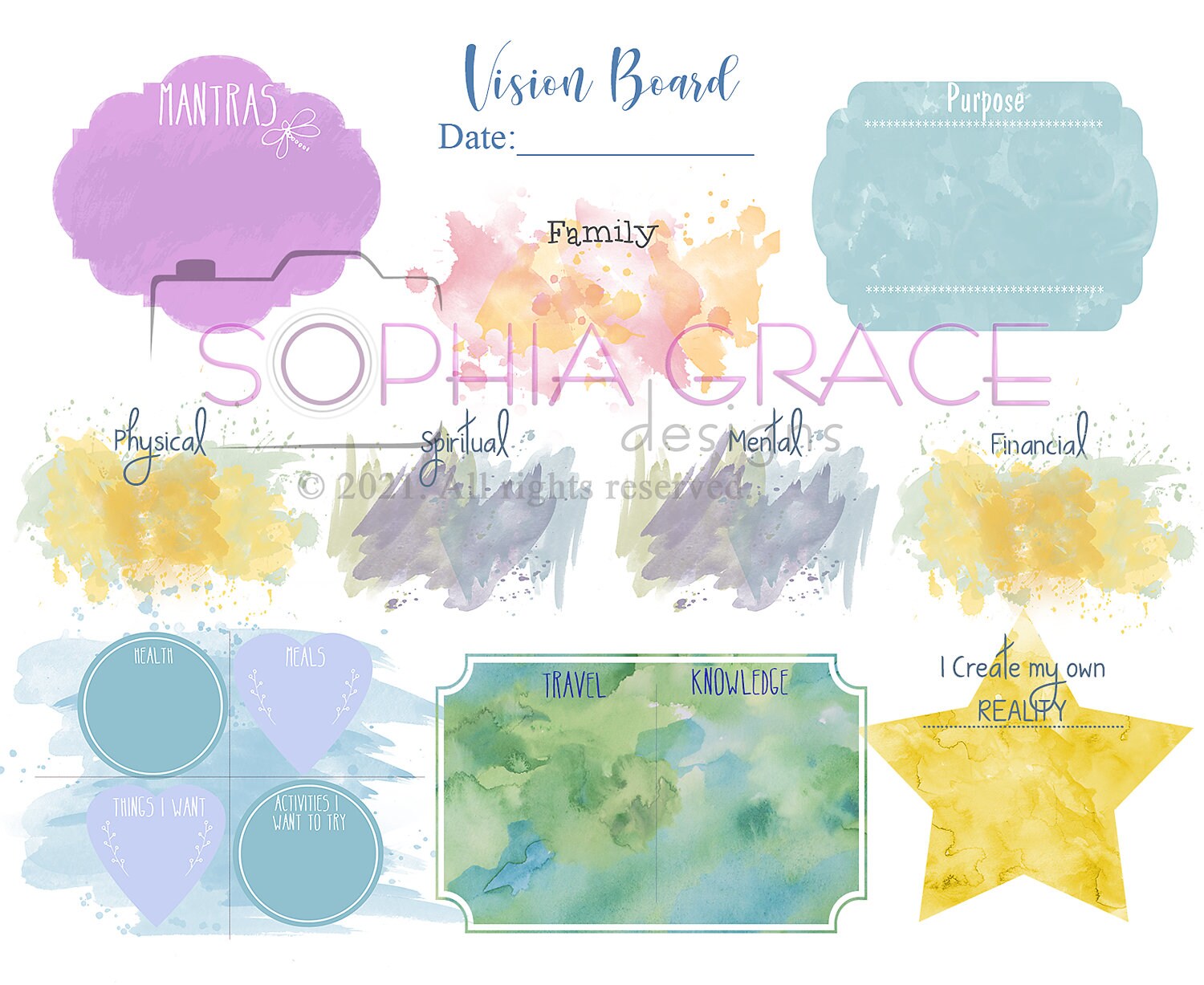 vision boarddream board printable template vision board etsy