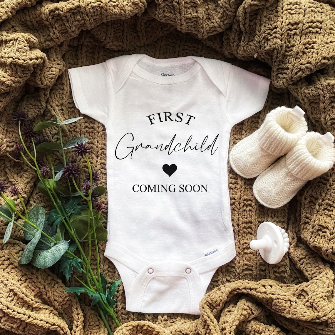 First Grandchild Or Grandbaby Coming Soon Onesie® Newborn Etsy