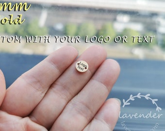 Custom Laser Engraved Gold Stainless Steel Jewelry Tag - 8mm Double Hole