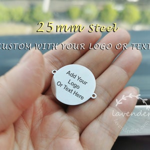 1/10/20/50/100pcs,25mm Outer Double Hole,Steel-Stainless steel jewelry tag, Custom branding name and logo laser engraved,A-L-0051-S