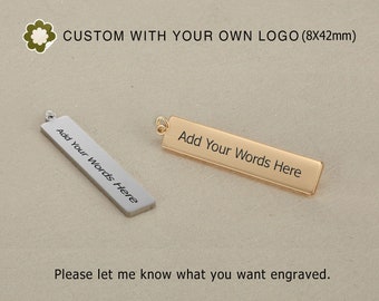 Etiquetas de joyería de acero inoxidable grabadas con láser personalizadas (8 x 42 mm) (20/50/100 unidades)