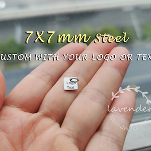 1/10/20/50/100pcs,7X7mm,Steel/Gold-Stainless steel jewelry tag, Custom branding name and logo laser engraved,A-L-0104