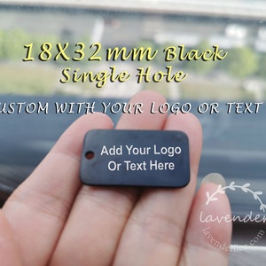 1/10/20/50/100pcs,18X32mm,Black-Stainless steel jewelry tag, Custom branding name and logo laser engraved,tag sequins,A-L-0084-B