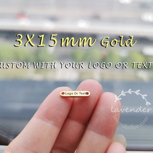 10/20/50/100pcs,3X15mm,Gold double hole-Stainless steel jewelry tag, Custom branding name and logo laser engraved,tag sequins,A-L-0056-G