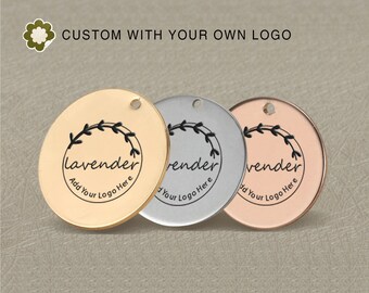 20/50/100pcs Custom Laser Engraved Stainless Steel Jewelry Tag: 30mm Logo Charm