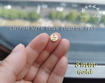 Custom Laser Engraved Gold Stainless Steel Jewelry Tag - 8mm
