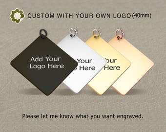 Etiquetas de joyería de acero inoxidable grabadas con láser personalizadas (20/50/100 unidades, logotipo de marca, 40 mm)