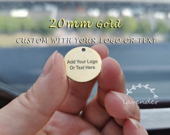 Custom Laser Engraved Gold Stainless Steel Jewelry Tag (20mm)