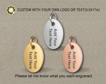 Etiquetas de joyería de acero inoxidable grabadas con láser personalizadas (20/50/100 unidades, 9,5 x 17 mm)