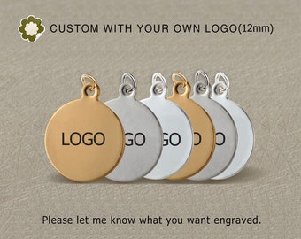 20/50/100pcs,12mm,Stainless steel jewelry tag, Custom branding name and logo laser engraved,tag sequins,A0280