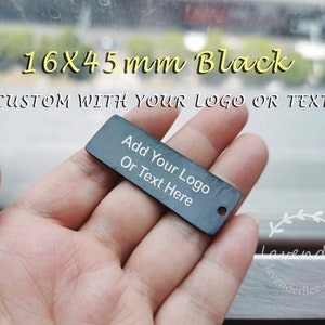1/10/20/50/100pcs,16X50mm,Black-Stainless steel jewelry tag, Custom branding name and logo laser engraved,tag sequins,A-L-0035-B