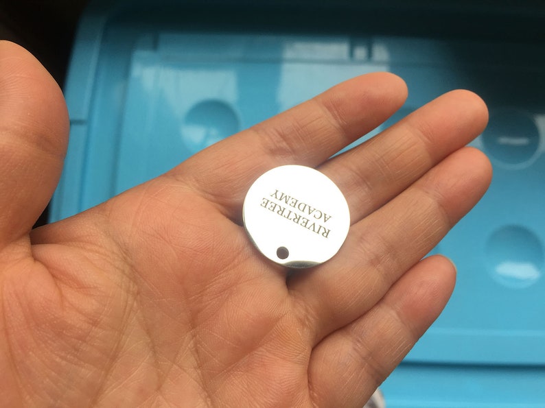 Custom branding name and logo laser engraved,tag sequins,A0245-1 2050100pcs,25mm,Stainless steel jewelry tag