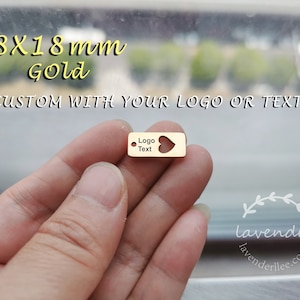 1/10/20/50/100pcs,8X18mm,Gold-Stainless steel jewelry tag, Custom branding name and logo laser engraved,tag sequins,A-L-0012-G