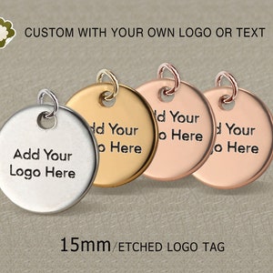 Size in 6mm8mm 925 Sterling Silver Custom Logo Tag Laser Engraved Rhodium Plated Round Jewelry Tag Disc Sequins Pkg of 50100 PCS