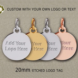 Size in 6mm8mm 925 Sterling Silver Custom Logo Tag Laser Engraved Rhodium Plated Round Jewelry Tag Disc Sequins Pkg of 50100 PCS
