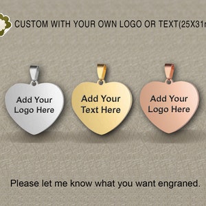 20/50/100pcs,25X31mm,Mirror pendant Heart-shaped,Stainless steel jewelry tag, Custom branding name and logo laser engraved,XP-0002