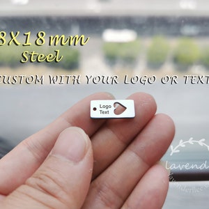 1/10/20/50/100pcs,8X18mm,Steel-Stainless steel jewelry tag, Custom branding name and logo laser engraved,tag sequins,A-L-0012-S