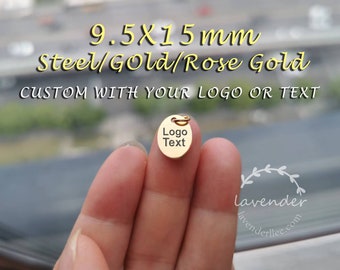Custom Laser Engraved Stainless Steel Jewelry Tag, Logo Charm (9.5X17mm)