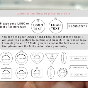 Peut inclure: Un guide sur la fa&ccedil;on de passer une commande pour des &eacute;tiquettes personnalis&eacute;es avec logo ou texte. L'image montre diff&eacute;rentes formes et styles d'&eacute;tiquettes, y compris des cercles, des c&oelig;urs, des carr&eacute;s et des rectangles. Le texte de l'image indique "Veuillez envoyer le LOGO ou le texte apr&egrave;s l'achat" et "Vous pouvez envoyer votre LOGO ou votre TEXTE ici ou l'envoyer &agrave; mon e-mail, je vous enverrai une image pour confirmer et la r&eacute;aliser. S'il n'y a pas de logo, je vous propose 12 polices, vous pouvez choisir le num&eacute;ro de police que vous aimez, veuillez noter le num&eacute;ro de police lors de l'achat."