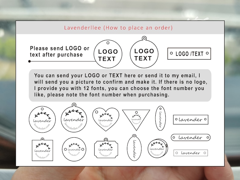 Peut inclure: Un guide sur la fa&ccedil;on de passer une commande pour des &eacute;tiquettes personnalis&eacute;es avec logo ou texte. L'image montre diff&eacute;rentes formes et styles d'&eacute;tiquettes, y compris des cercles, des c&oelig;urs, des carr&eacute;s et des rectangles. Le texte de l'image indique "Veuillez envoyer le LOGO ou le texte apr&egrave;s l'achat" et "Vous pouvez envoyer votre LOGO ou votre TEXTE ici ou l'envoyer &agrave; mon e-mail, je vous enverrai une image pour confirmer et la r&eacute;aliser. S'il n'y a pas de logo, je vous propose 12 polices, vous pouvez choisir le num&eacute;ro de police que vous aimez, veuillez noter le num&eacute;ro de police lors de l'achat."