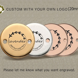 20/50/100pcs,20mm,double hole stainless steel jewelry tag, Custom branding name and logo laser engraved,tag sequins,A1412