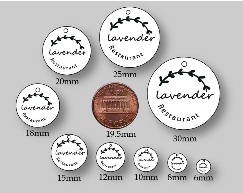 Custom branding name and logo laser engraved,tag sequins,A0245-1 2050100pcs,25mm,Stainless steel jewelry tag