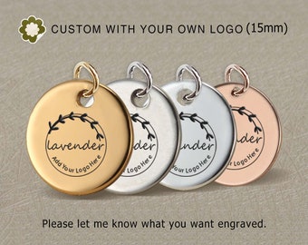 20/50/100pcs,15mm,Stainless steel jewelry tag, Custom branding name and logo laser engraved,tag sequins,A0242-1