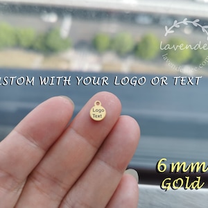 1/10/20/50/100pcs,6mm,Gold-Stainless steel jewelry tag, Custom branding name and logo laser engraved,tag sequins,A-L-0001-G