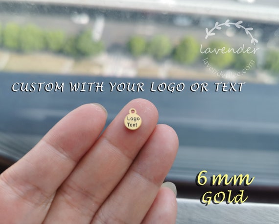 Custom Laser Engraved Gold Stainless Steel Jewelry Tag - 6mm