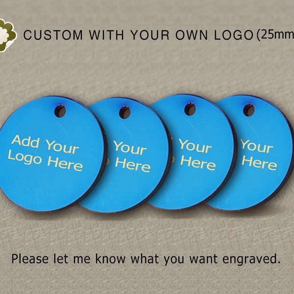 20/50/100pcs,25mm,Blue Stainless steel jewelry tag, Custom branding name and logo laser engraved,tag sequins,A0253-5