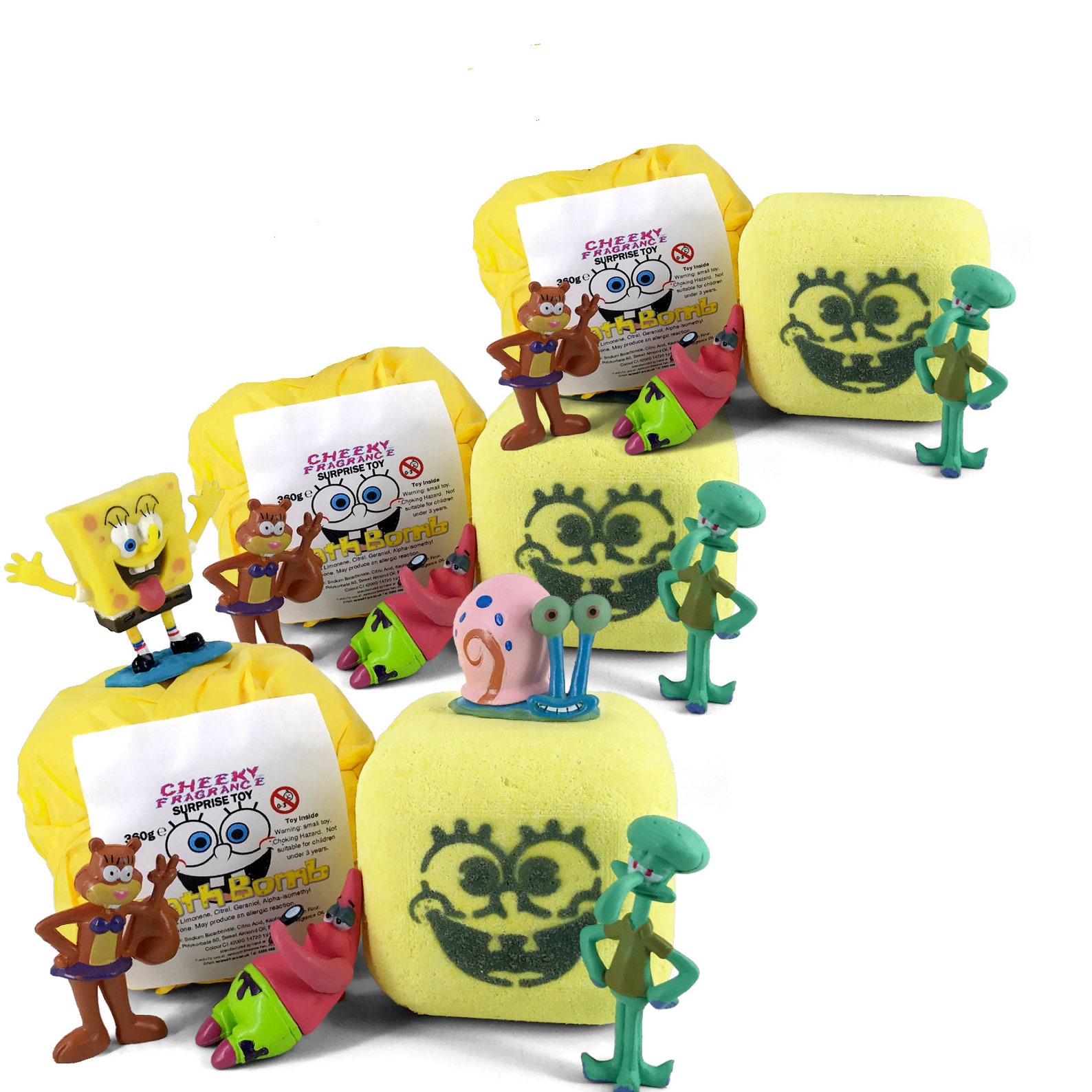 TRIPLE PACK of Sponge Bob Surprise Toy Bath Bomb 360g Lemon Etsy