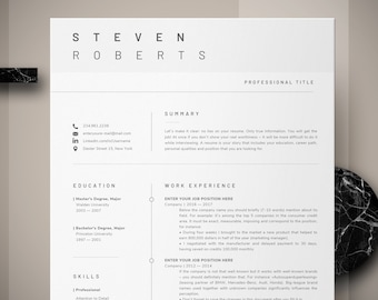 minimalist resume etsy resume template minimalist