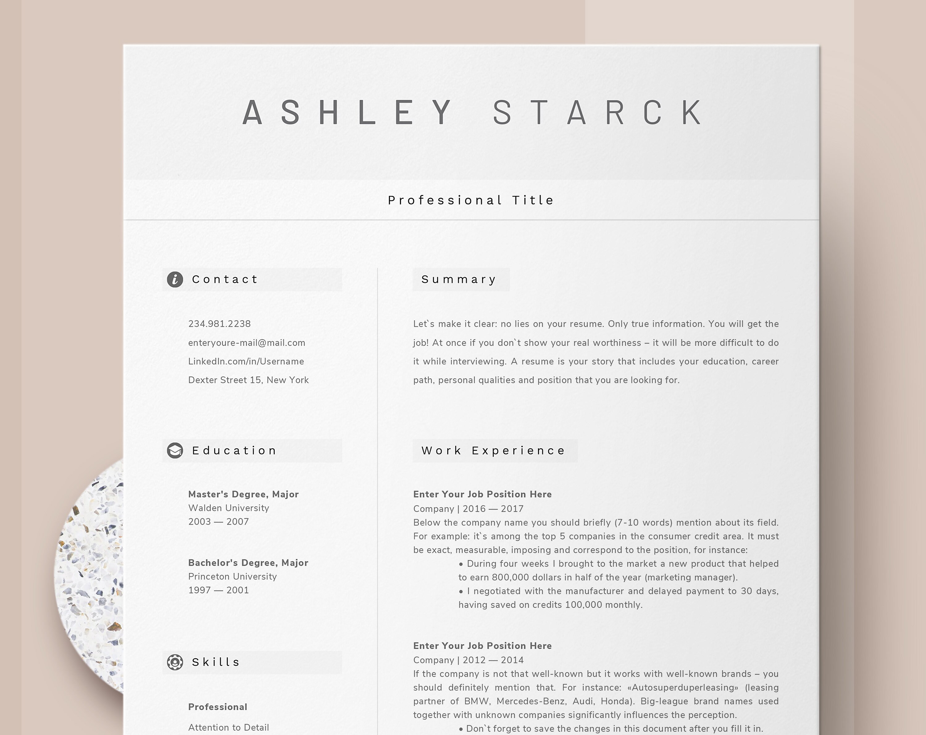 word descargar professional resume template cv template for modern resume two columns