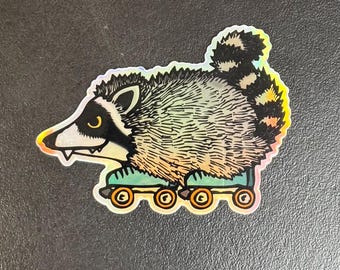 Roller Raccoon Sticker
