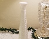 Fenton diamond cut milk glass vase