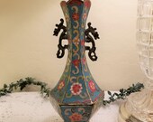 Cast iron cloisonne Kangxi dragon vase